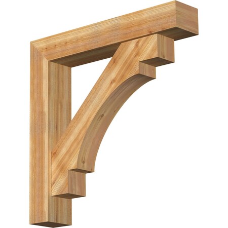 Ekena Millwork Merced Block Rough Sawn Bracket w/ Offset Brace, Western Red Cedar, 8"W x 44"D x 44"H BKT0806X44X44MRC05RWR